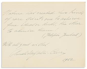 (MUSICIANS.) Group of 7 items Signed, or Signed and Inscribed: Samuel Barber * Charles Gounod * Amelita Galli-Curci * Camille Saint-Saë